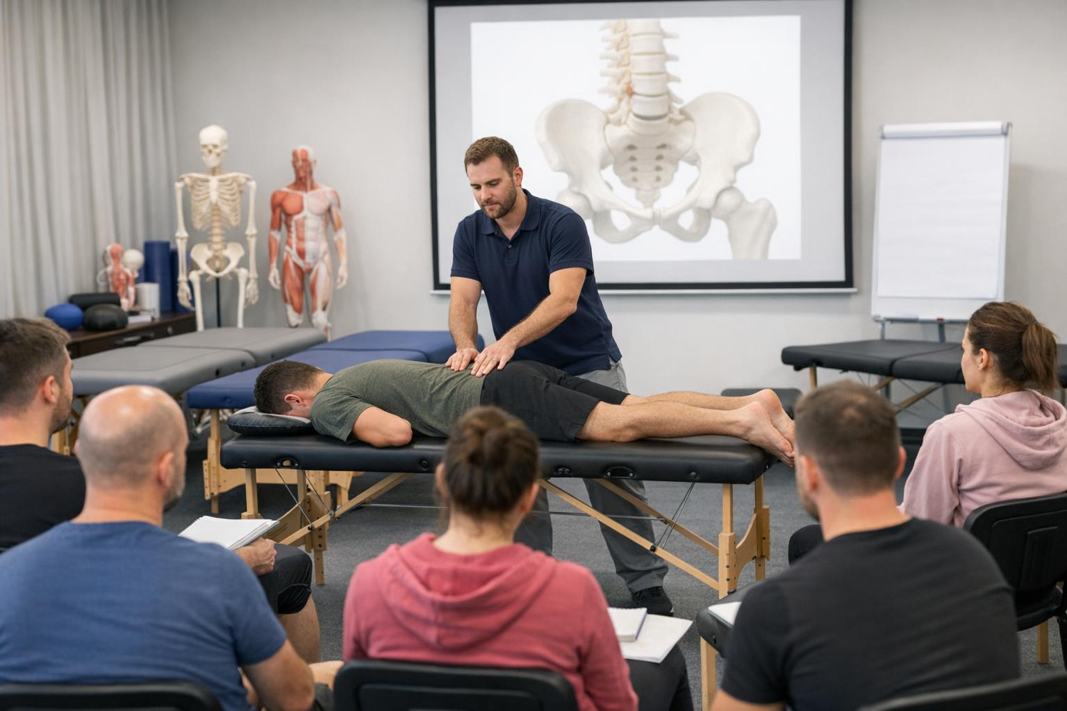 zdjęcie sali szkoleniowej z uczestnikami kursu dla fizjoterapeutów